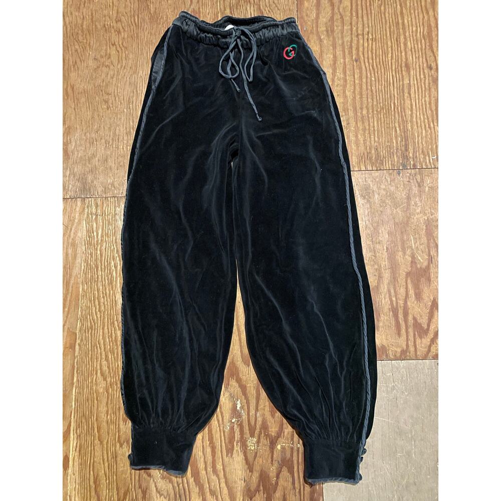 GUCCI Black Velvet Elastic Waist Trousers Size S